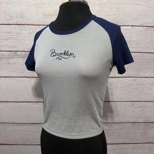 Papaya Navy and Gray Cropped Top Size Medium , Summer Tanks, Brooklyn Tank